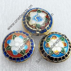 Cloisonne Beads, Flat Round, 18x7mm, Hole:Approx 1.5mm, Sold by PC