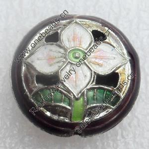 Cloisonne Beads, Flat Round, 17x8mm, Hole:Approx 1.5mm, Sold by PC