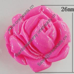 Resin Cabochons, No Hole Headwear & Costume Accessory, Flower 26mm, Sold by Bag