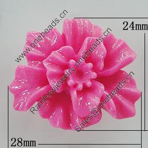 Resin Cabochons, No Hole Headwear & Costume Accessory, Flower 28x24mm, Sold by Bag