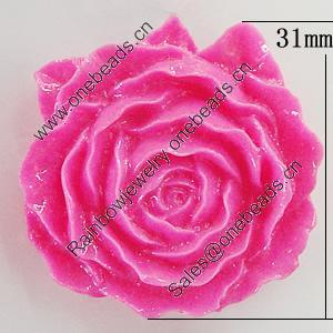 Resin Cabochons, No Hole Headwear & Costume Accessory, Flower 31mm, Sold by Bag