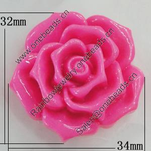 Resin Cabochons, No Hole Headwear & Costume Accessory, Flower 34x32mm, Sold by Bag