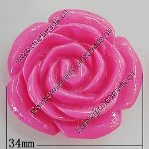 Resin Cabochons, No Hole Headwear & Costume Accessory, Flower 34mm, Sold by Bag