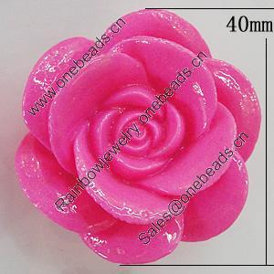 Resin Cabochons, No Hole Headwear & Costume Accessory, Flower 40mm, Sold by Bag