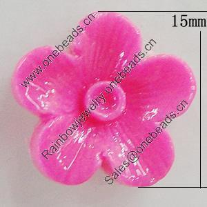 Resin Cabochons, No Hole Headwear & Costume Accessory, Flower 15mm, Sold by Bag