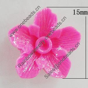 Resin Cabochons, No Hole Headwear & Costume Accessory, Flower 15mm, Sold by Bag