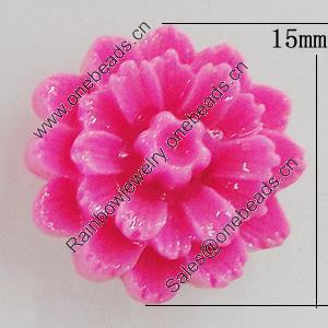 Resin Cabochons, No Hole Headwear & Costume Accessory, Flower 15mm, Sold by Bag