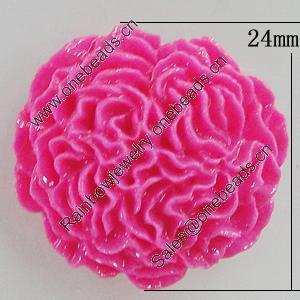 Resin Cabochons, No Hole Headwear & Costume Accessory, Flower 24mm, Sold by Bag