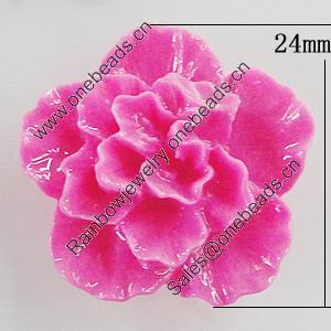 Resin Cabochons, No Hole Headwear & Costume Accessory, Flower 24mm, Sold by Bag