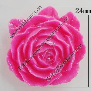 Resin Cabochons, No Hole Headwear & Costume Accessory, Flower 24mm, Sold by Bag