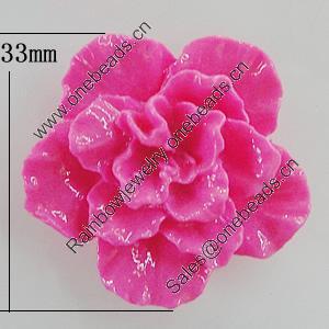 Resin Cabochons, No Hole Headwear & Costume Accessory, Flower 33mm, Sold by Bag