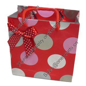 Gift Shopping Bag, Material:Paper, Size: about 30cm wide, 27cm high, 12cm bottom wide, Sold by Box