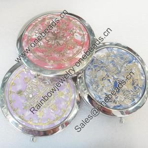 Zinc Alloy Grooming Mirror, Flat Round, Mix style, diameter:70mm, Sold by PC
