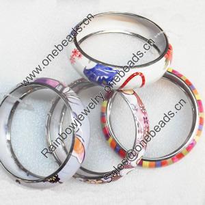 Iron Bracelet, Mix color & Mix style, width:21mm, Inner diameter:70mm, Outside diameter:83mm, Sold by Dozen