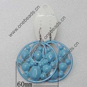 Iron Earrings, Flat Round 60mm, Sold by Group