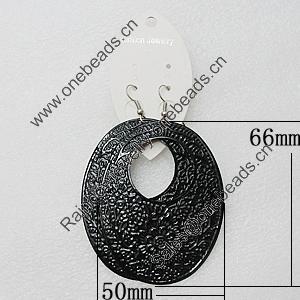 Iron Earrings, Flat Oval 66x50mm, Sold by Group