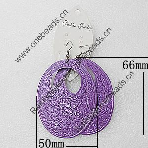 Iron Earrings, Flat Oval 66x50mm, Sold by Group