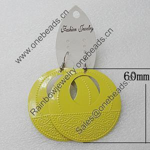 Iron Earrings, Flat Round 60mm, Sold by Group