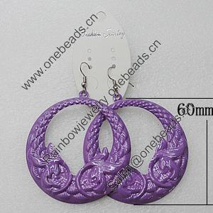 Iron Earrings, Flat Round 60mm, Sold by Group