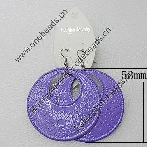 Iron Earrings, Flat Round 58mm, Sold by Group