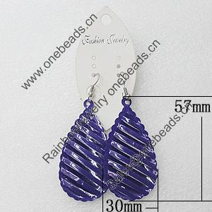 Iron Earrings, Teardrop 57x30mm, Sold by Group