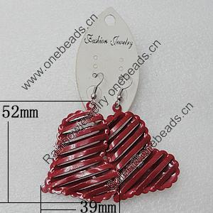 Iron Earrings, Heart 52x39mm, Sold by Group