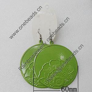 Iron Earrings, Flat Round 60mm, Sold by Group