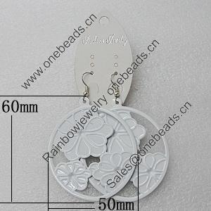 Iron Earrings, Flat Oval 60x50mm, Sold by Group