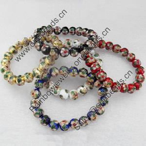 Cloisonne Bracelet, Round, Mix color, width:12mm, Outside diameter:about 7.1-Inch, Sold by Strand