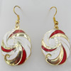 Cloisonne Earring, Flat Oval, 23x45mm, Sold by Pair