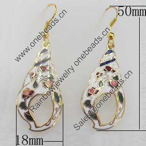 Cloisonne Earring, 18x50mm, Sold by Pair