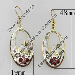 Cloisonne Earring, Flat Oval, 19x48mm, Sold by Pair