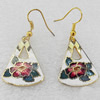 Cloisonne Earring, Triangle, 20x43mm, Sold by Pair