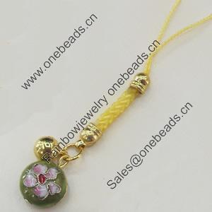 Mobile Decoration, Cloisonne, Length about:3.54-inch, Pendant width about:13mm, Sold by Strand