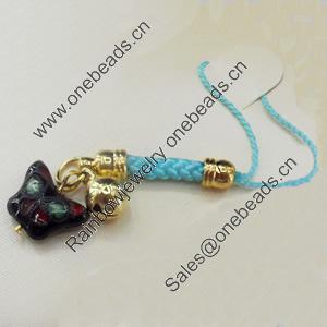 Mobile Decoration, Cloisonne, Length about:3.03-inch, Pendant width about:15mm, Sold by Strand