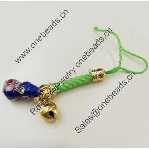 Mobile Decoration, Cloisonne, Length about:3.54-inch, Pendant width about:9mm, Sold by Strand