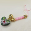 Mobile Decoration, Cloisonne, Length about:2.95-inch, Pendant width about:12mm, Sold by Strand