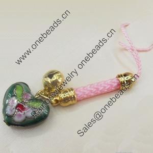 Mobile Decoration, Cloisonne, Length about:2.95-inch, Pendant width about:12mm, Sold by Strand