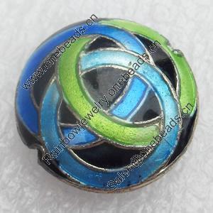 Cloisonne Beads, Flat Round, 20x8mm, Hole:Approx 1.5mm, Sold by PC