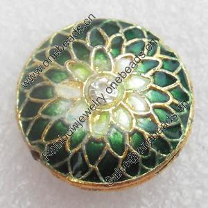 Cloisonne Beads, Flat Round, 16x8mm, Hole:Approx 1.5mm, Sold by PC