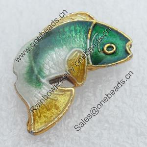Cloisonne Beads, Fish, 12x21x5mm, Hole:Approx 1.5mm, Sold by PC