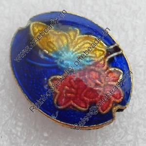 Cloisonne Beads, Flat Oval, 14x18x7mm, Hole:Approx 1.5mm, Sold by PC