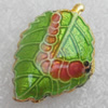 Cloisonne Beads, Leaf, 13x20x5mm, Hole:Approx 1.5mm, Sold by PC