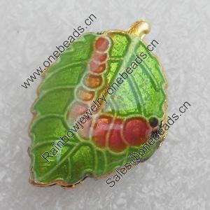 Cloisonne Beads, Leaf, 13x20x5mm, Hole:Approx 1.5mm, Sold by PC