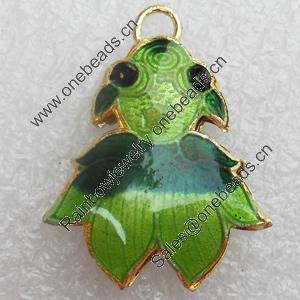 Cloisonne Pendant, Fish, 22x28x5mm, Hole:Approx 3mm, Sold by PC