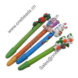 Pen, Fimo Material, Mix Color & Mix Style, width:10mm, Length about:6.29-inch, Sold by Dozen
