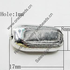 Bead Zinc Alloy Jewelry Findings Lead-free, 17x8mm, Hole:1mm, Sold by Bag