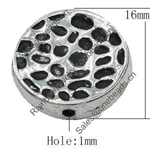 Bead Zinc Alloy Jewelry Findings Lead-free, 16mm, Hole:1mm, Sold by Bag