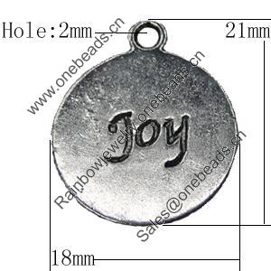 Pendant Zinc Alloy Jewelry Findings Lead-free, 18x21mm, Hole:2mm, Sold by Bag