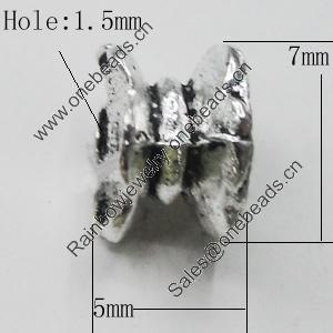 Bead Zinc Alloy Jewelry Findings Lead-free, 5x7mm, Hole:1.5mm, Sold by Bag